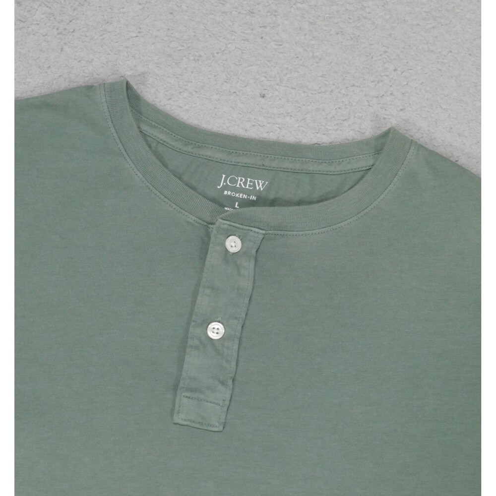 J Crew Henley T Shirt Mens Large Army Green Long Sleeve Cotton